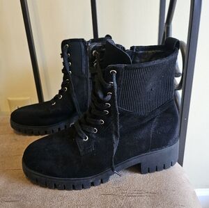 Black Lace-Up Ankle Boots